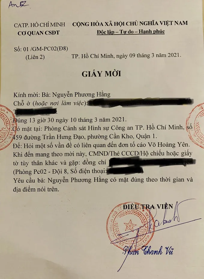 Công an mời vợ ông Dũng lò vôi lên làm việc về đơn tố cáo thần y Võ Hoàng Yên - Ảnh 1. Công an mời vợ ông Dũng lò vôi lên làm việc về đơn tố cáo thần y Võ Hoàng Yên - Ảnh 1.