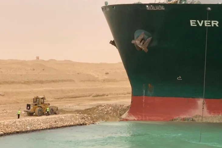 Tàu container chắn ngang gây tắc nghẽn trên kênh đào Suez - Ảnh 3.