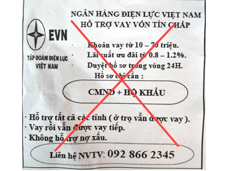 Giả mạo thương hiệu EVN để quảng cáo vay tín chấp - Ảnh 1. Giả mạo thương hiệu EVN để quảng cáo vay tín chấp - Ảnh 1.