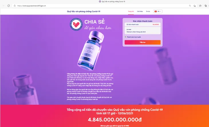 Ủng hộ Quỹ vaccine phòng COVID-19 dễ dàng qua website chính thức - Ảnh 3. Ủng hộ Quỹ vaccine phòng COVID-19 dễ dàng qua website chính thức - Ảnh 3.
