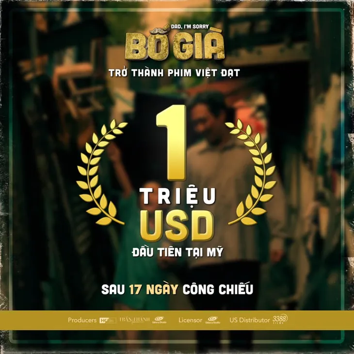 Bố già của Trấn Thành cán mốc 1 triệu USD sau 17 ngày chiếu tại Mỹ - Ảnh 1. Bố già của Trấn Thành cán mốc 1 triệu USD sau 17 ngày chiếu tại Mỹ - Ảnh 1.