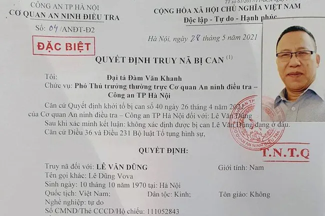 Khởi tố đối tượng giúp Lê Dũng Vova trốn truy nã - Ảnh 1. Khởi tố đối tượng giúp Lê Dũng Vova trốn truy nã - Ảnh 1.