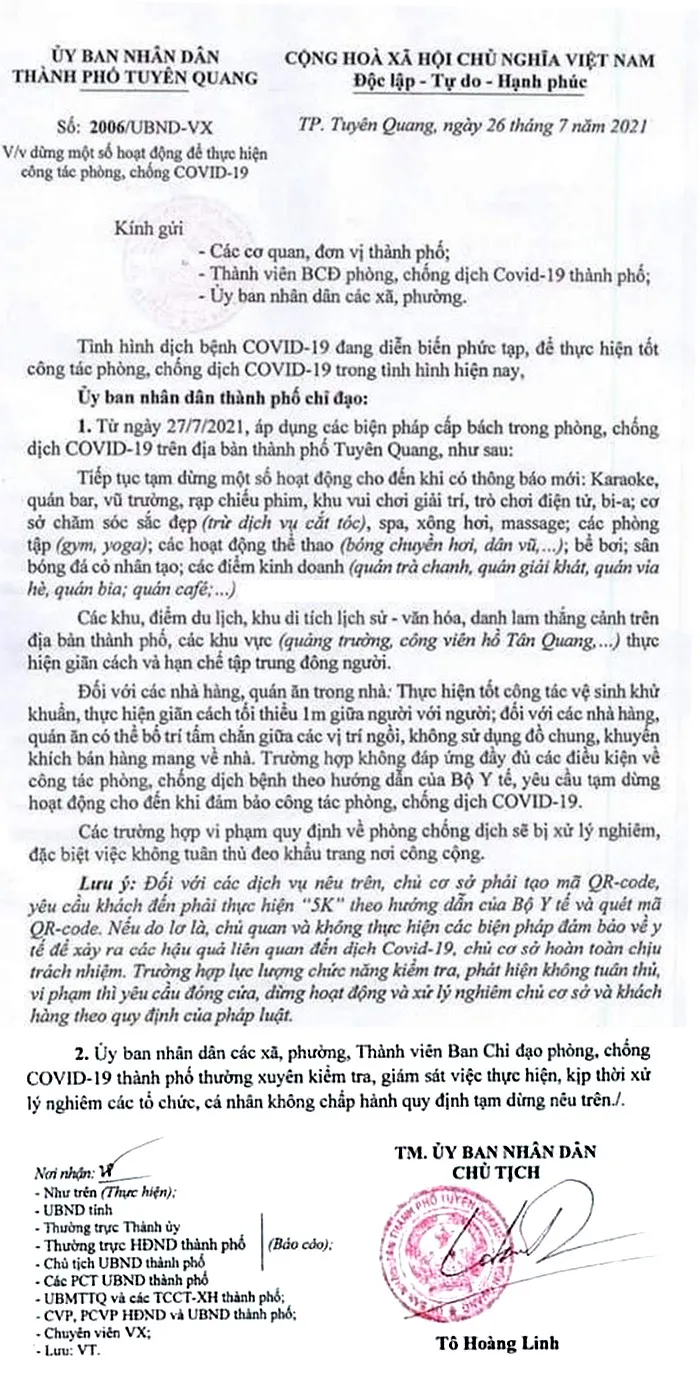 Tuyên Quang tạm dừng hoạt động cơ sở giáo dục mầm non, trung tâm ngoại ngữ, tin học - Ảnh 2.