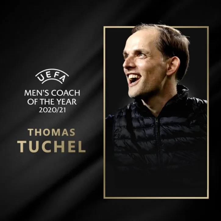Tuchel nhận giải HLV xuất sắc nhất châu Âu mùa 2020/21 - Ảnh 1. Tuchel nhận giải HLV xuất sắc nhất châu Âu mùa 2020/21 - Ảnh 1.