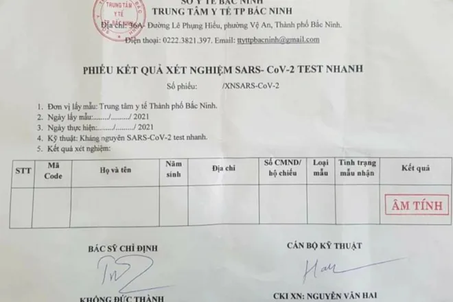 Bán phiếu xét nghiệm âm tính giả với giá 30.000 đồng - Ảnh 1. Bán phiếu xét nghiệm âm tính giả với giá 30.000 đồng - Ảnh 1.