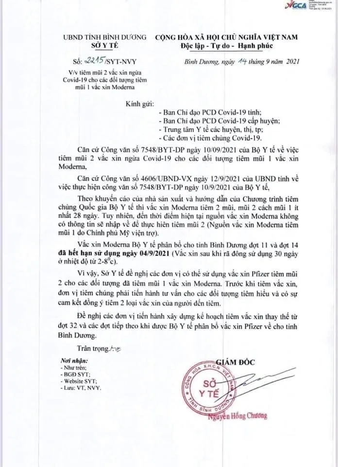Bình Dương giải thích về văn bản gây hiểu nhầm để vaccine COVID-19 hết hạn - Ảnh 1. Bình Dương giải thích về văn bản gây hiểu nhầm để vaccine COVID-19 hết hạn - Ảnh 1.