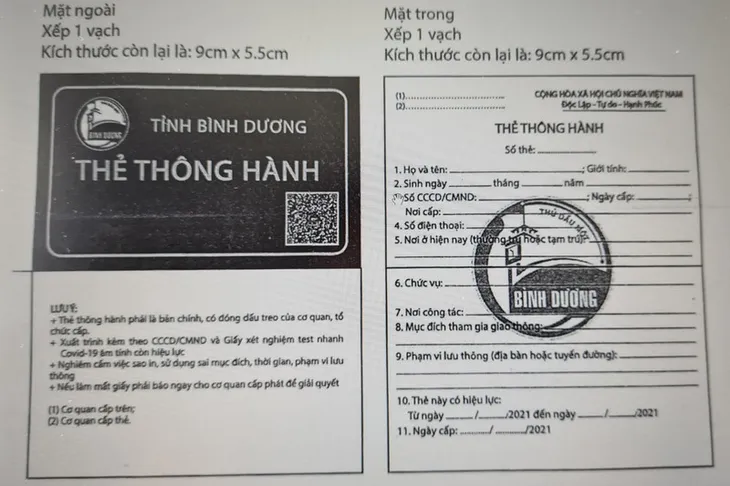 Bình Dương hoãn cấp Thẻ thông hành mới - Ảnh 1. Bình Dương hoãn cấp Thẻ thông hành mới - Ảnh 1.