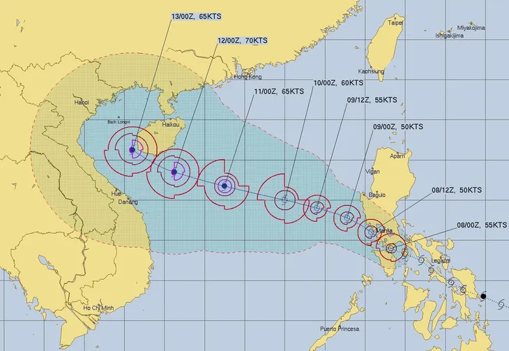 Đêm nay (8/9), bão Côn Sơn giật cấp 11 tiến vào Biển Đông - Ảnh 1. Đêm nay (8/9), bão Côn Sơn giật cấp 11 tiến vào Biển Đông - Ảnh 1.