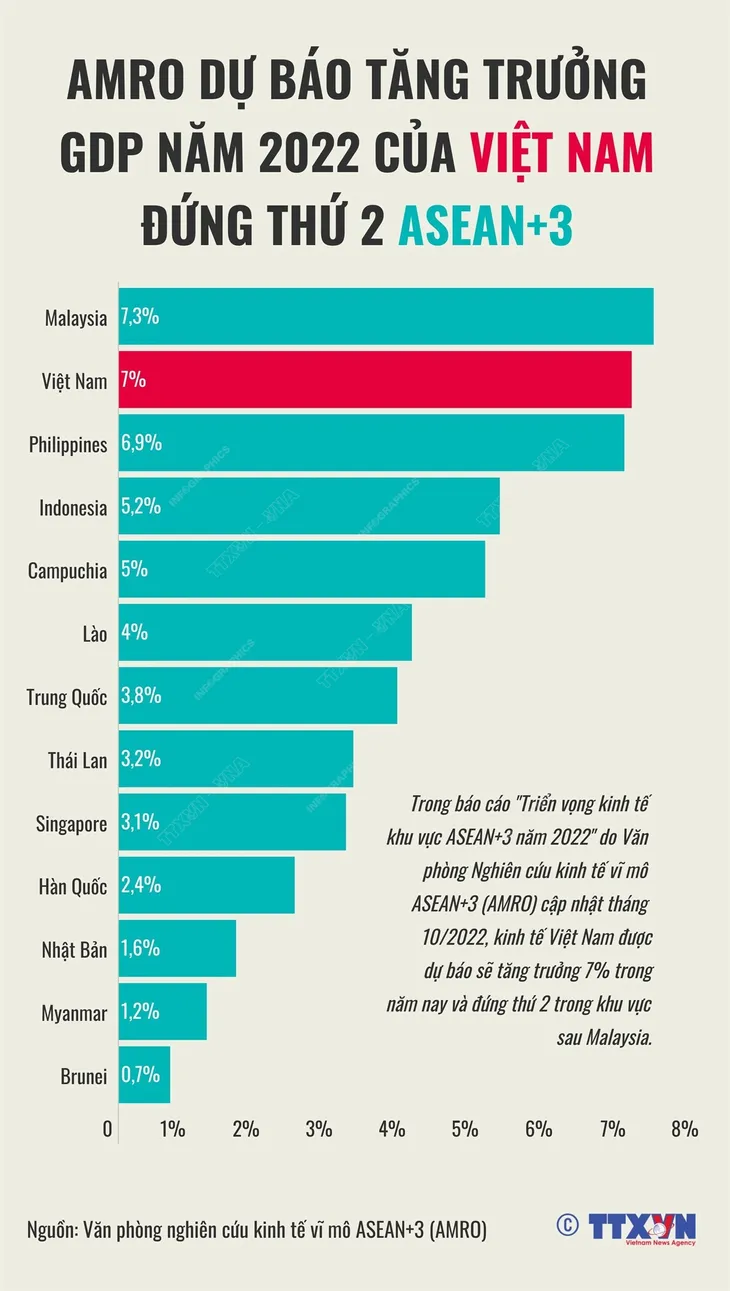AMRO dự báo tăng trưởng GDP năm 2022 của Việt Nam đứng thứ 2 ASEAN+3 - Ảnh 1. AMRO dự báo tăng trưởng GDP năm 2022 của Việt Nam đứng thứ 2 ASEAN+3 - Ảnh 1.