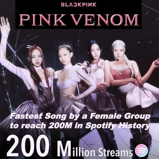 PINK VENOM - bài hát của nhóm nhạc nữ vượt 200 triệu lượt stream nhanh nhất lịch sử Spotify - Ảnh 1. PINK VENOM - bài hát của nhóm nhạc nữ vượt 200 triệu lượt stream nhanh nhất lịch sử Spotify - Ảnh 1.