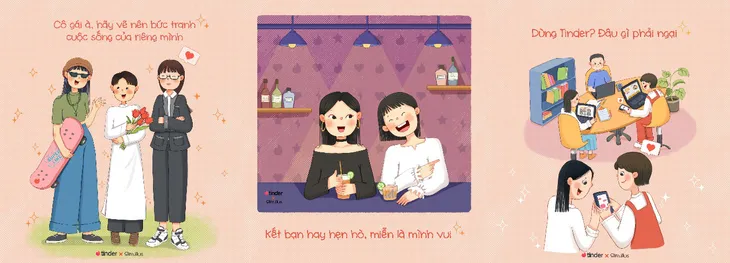 Nữ họa sĩ trẻ Việt Nam cùng Tinder sáng tạo bộ tranh ý nghĩa nhân ngày Phụ nữ Việt Nam - Ảnh 1. Nữ họa sĩ trẻ Việt Nam cùng Tinder sáng tạo bộ tranh ý nghĩa nhân ngày Phụ nữ Việt Nam - Ảnh 1.