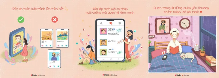 Nữ họa sĩ trẻ Việt Nam cùng Tinder sáng tạo bộ tranh ý nghĩa nhân ngày Phụ nữ Việt Nam - Ảnh 3. Nữ họa sĩ trẻ Việt Nam cùng Tinder sáng tạo bộ tranh ý nghĩa nhân ngày Phụ nữ Việt Nam - Ảnh 3.