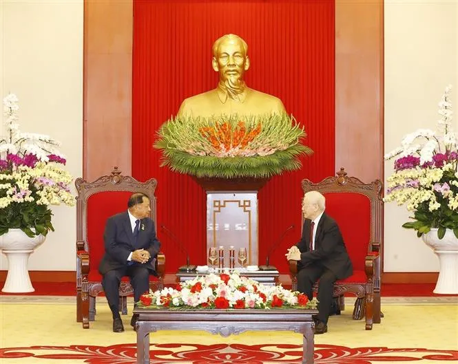 Tổng Bí thư Nguyễn Phú Trọng tiếp Chủ tịch Thượng viện Vương quốc Campuchia - Ảnh 2. Tổng Bí thư Nguyễn Phú Trọng tiếp Chủ tịch Thượng viện Vương quốc Campuchia - Ảnh 2.