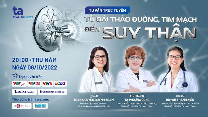 Tư vấn trực tuyến: Từ đái tháo đường - tim mạch đến suy thận - Ảnh 1. Tư vấn trực tuyến: Từ đái tháo đường - tim mạch đến suy thận - Ảnh 1.