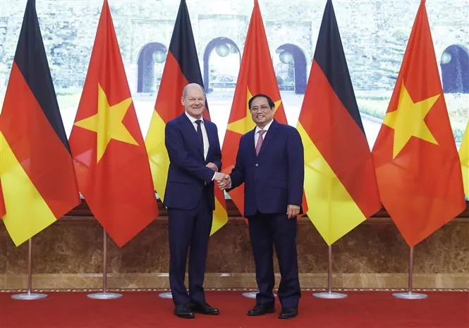 Thủ tướng Phạm Minh Chính hội đàm với Thủ tướng CHLB Đức Olaf Scholz - Ảnh 1. Thủ tướng Phạm Minh Chính hội đàm với Thủ tướng CHLB Đức Olaf Scholz - Ảnh 1.