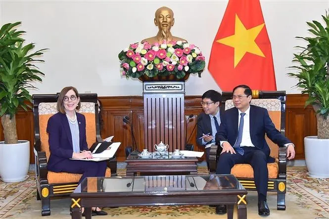 Bộ trưởng Ngoại giao Bùi Thanh Sơn tiếp Thống đốc bang Oregon, Hoa Kỳ Katherine Brown - Ảnh 2. Bộ trưởng Ngoại giao Bùi Thanh Sơn tiếp Thống đốc bang Oregon, Hoa Kỳ Katherine Brown - Ảnh 2.
