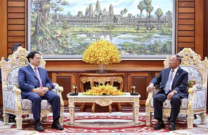 Thủ tướng Phạm Minh Chính hội kiến Chủ tịch Quốc hội Vương quốc Campuchia - Ảnh 2. Thủ tướng Phạm Minh Chính hội kiến Chủ tịch Quốc hội Vương quốc Campuchia - Ảnh 2.