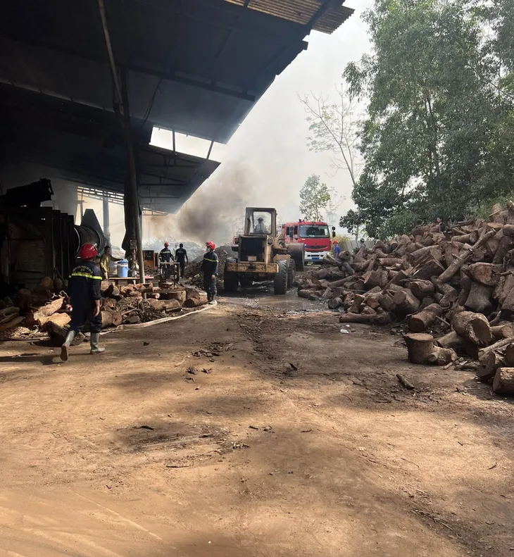 Bình Phước: Cháy xưởng sản xuất viên nén gỗ, ước thiệt hại nặng nề - Ảnh 1. Bình Phước: Cháy xưởng sản xuất viên nén gỗ, ước thiệt hại nặng nề - Ảnh 1.