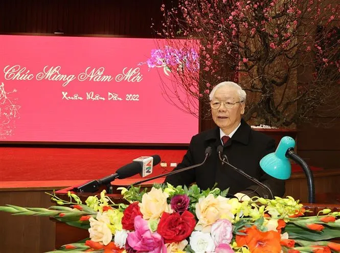 Tổng Bí thư Nguyễn Phú Trọng chúc Tết Đảng bộ, chính quyền, quân và dân Thủ đô Hà Nội - Ảnh 1. Tổng Bí thư Nguyễn Phú Trọng chúc Tết Đảng bộ, chính quyền, quân và dân Thủ đô Hà Nội - Ảnh 1.
