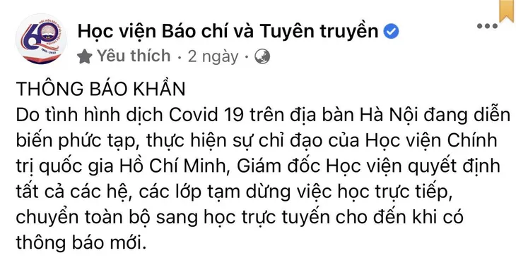 Sinh viên hoang mang khi trường đại học thay đổi kế hoạch học trực tiếp - Ảnh 1. Sinh viên hoang mang khi trường đại học thay đổi kế hoạch học trực tiếp - Ảnh 1.