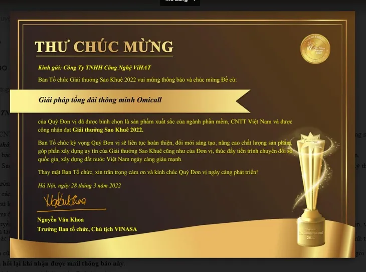 Tổng đài đa kênh thông minh OMICall đạt giải Sao Khuê 2022 - Ảnh 3. Tổng đài đa kênh thông minh OMICall đạt giải Sao Khuê 2022 - Ảnh 3.