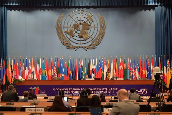 ESCAP 78 ra Tuyên bố Bangkok thúc đẩy phát triển bền vững khu vực châu Á - Thái Bình Dương - Ảnh 1. ESCAP 78 ra Tuyên bố Bangkok thúc đẩy phát triển bền vững khu vực châu Á - Thái Bình Dương - Ảnh 1.