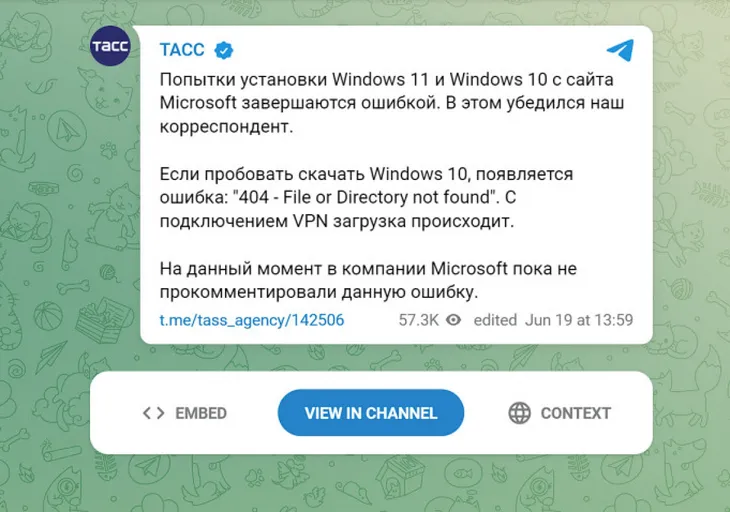 Người dùng không thể tải Windows 10 và Windows 11 tại Nga - Ảnh 1. Người dùng không thể tải Windows 10 và Windows 11 tại Nga - Ảnh 1.