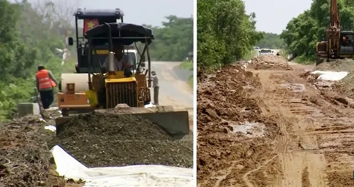 Chậm tiến độ thi công đường đến Mũi Cà Mau - Ảnh 1. Chậm tiến độ thi công đường đến Mũi Cà Mau - Ảnh 1.