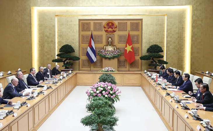 Thủ tướng Phạm Minh Chính hội đàm với Thủ tướng Cuba Manuel Marrero Cruz - Ảnh 1. Thủ tướng Phạm Minh Chính hội đàm với Thủ tướng Cuba Manuel Marrero Cruz - Ảnh 1.