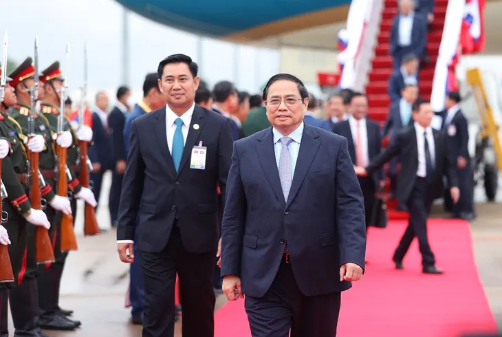 Lễ đón Thủ tướng Phạm Minh Chính thăm chính thức CHDCND Lào - Ảnh 2. Lễ đón Thủ tướng Phạm Minh Chính thăm chính thức CHDCND Lào - Ảnh 2.