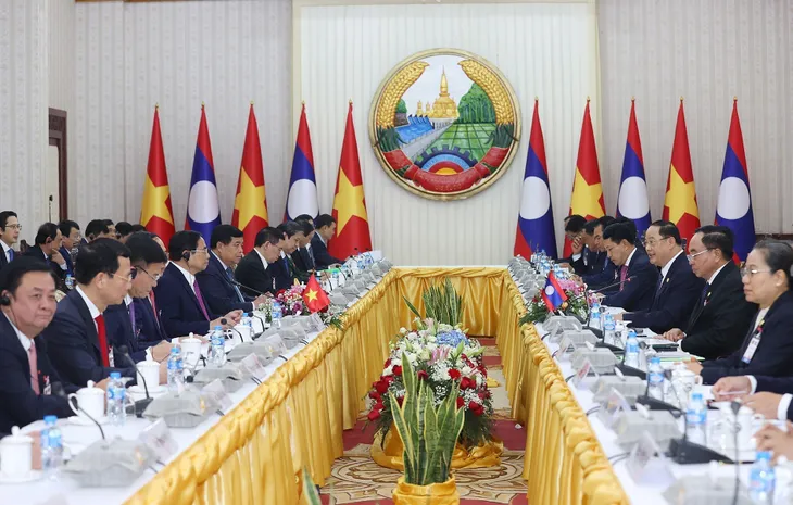 Thủ tướng Chính phủ Phạm Minh Chính hội đàm với Thủ tướng Lào Sonexay Siphandone - Ảnh 1. Thủ tướng Chính phủ Phạm Minh Chính hội đàm với Thủ tướng Lào Sonexay Siphandone - Ảnh 1.