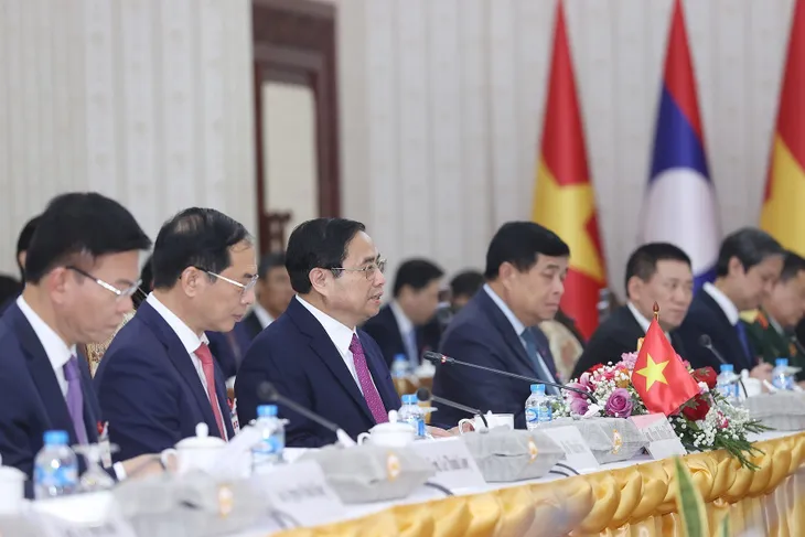 Thủ tướng Chính phủ Phạm Minh Chính hội đàm với Thủ tướng Lào Sonexay Siphandone - Ảnh 2. Thủ tướng Chính phủ Phạm Minh Chính hội đàm với Thủ tướng Lào Sonexay Siphandone - Ảnh 2.