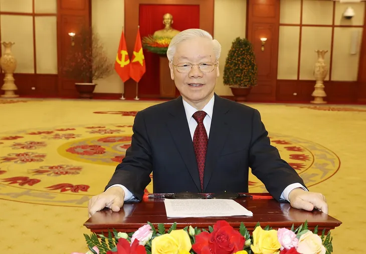 Tổng Bí thư Nguyễn Phú Trọng chúc Tết Xuân Quý Mão 2023 - Ảnh 1. Tổng Bí thư Nguyễn Phú Trọng chúc Tết Xuân Quý Mão 2023 - Ảnh 1.