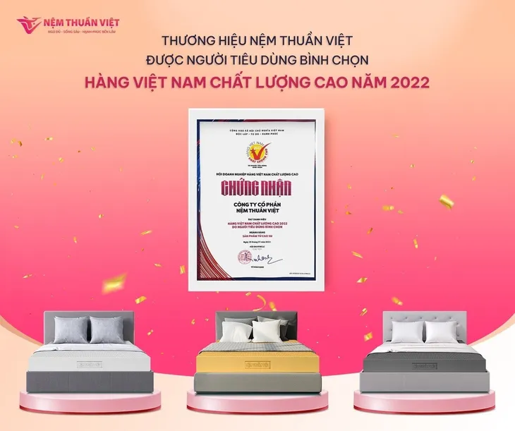 Nệm Thuần Việt - Thương hiệu đạt chứng nhận Hàng Việt Nam chất lượng cao - Ảnh 1. Nệm Thuần Việt - Thương hiệu đạt chứng nhận Hàng Việt Nam chất lượng cao - Ảnh 1.