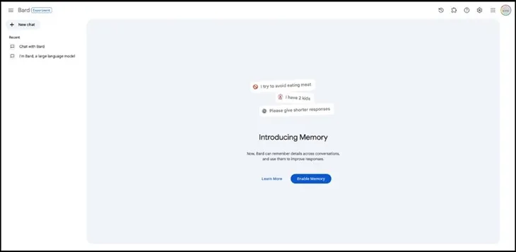 Google Bard có thêm chức năng ghi nhớ người sử dụng - Ảnh 1. Google Bard có thêm chức năng ghi nhớ người sử dụng - Ảnh 1.