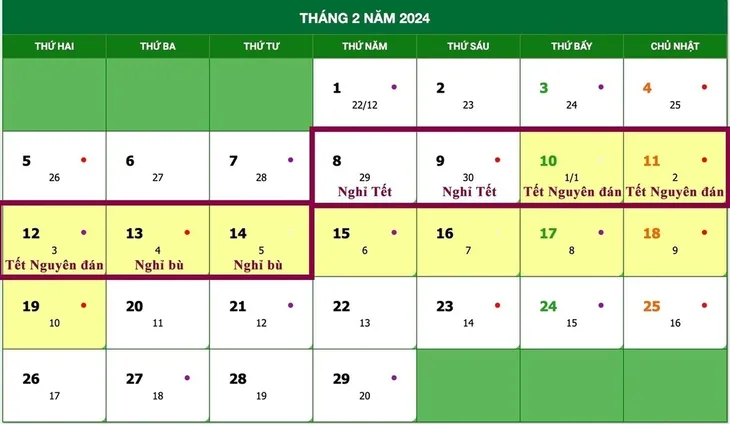 Lịch nghỉ Tết Nguyên đán 2024 chính thức: 7 ngày liên tiếp, từ 29/12 Âm lịch - Ảnh 1. Lịch nghỉ Tết Nguyên đán 2024 chính thức: 7 ngày liên tiếp, từ 29/12 Âm lịch - Ảnh 1.
