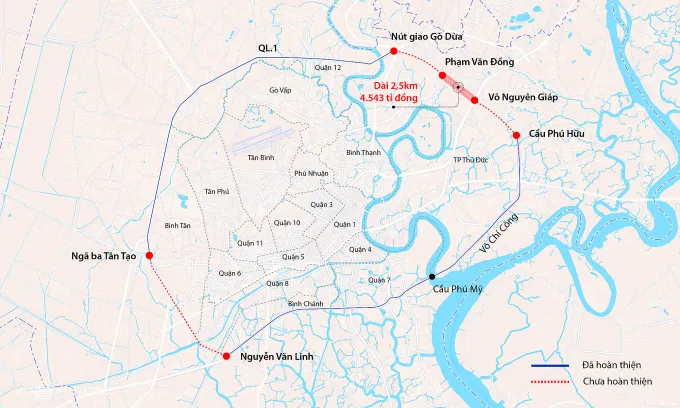 TP Hồ Chí Minh: Dự chi 4.500 tỷ đồng nối Đại lộ Võ Nguyên Giáp đến Phạm Văn Đồng - Ảnh 1. TP Hồ Chí Minh: Dự chi 4.500 tỷ đồng nối Đại lộ Võ Nguyên Giáp đến Phạm Văn Đồng - Ảnh 1.
