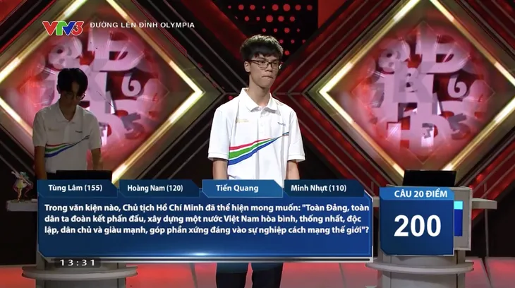 Đường lên đỉnh Olympia: Nam sinh Thanh Hóa toàn thắng, giành giải Nhất tuần - Ảnh 7. Đường lên đỉnh Olympia: Nam sinh Thanh Hóa toàn thắng, giành giải Nhất tuần - Ảnh 7.
