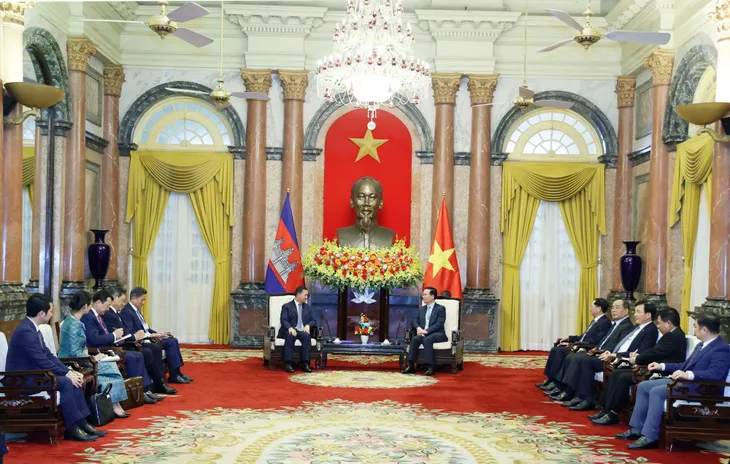 Chủ tịch nước Võ Văn Thưởng tiếp Thủ tướng Campuchia Samdech Hun Manet - Ảnh 3. Chủ tịch nước Võ Văn Thưởng tiếp Thủ tướng Campuchia Samdech Hun Manet - Ảnh 3.
