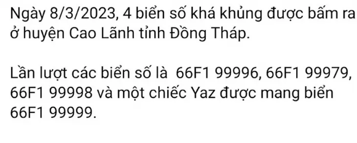 Xác minh thông tin thêm 1 tỉnh thành khác bấm 4 biển số “siêu đẹp” cùng 1 ngày - Ảnh 1. Xác minh thông tin thêm 1 tỉnh thành khác bấm 4 biển số “siêu đẹp” cùng 1 ngày - Ảnh 1.