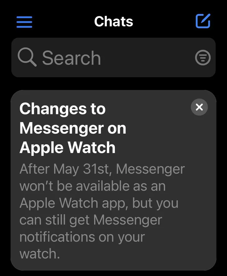 Facebook Messenger dừng hỗ trợ Apple Watch từ ngày 31/5 - Ảnh 1. Facebook Messenger dừng hỗ trợ Apple Watch từ ngày 31/5 - Ảnh 1.
