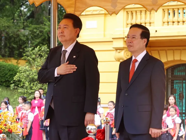 Chủ tịch nước Võ Văn Thưởng chủ trì Lễ đón Tổng thống Hàn Quốc Yoon Suk Yeol - Ảnh 7.