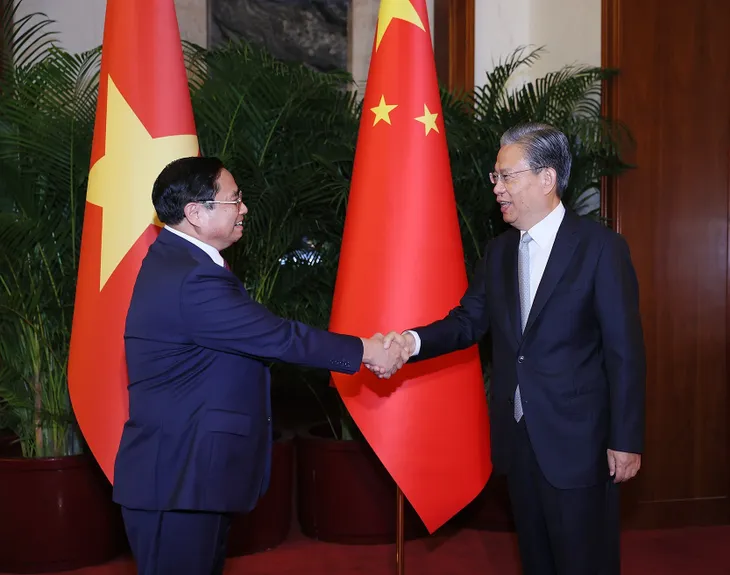 Thủ tướng Phạm Minh Chính hội kiến Ủy viên trưởng Nhân đại toàn quốc Trung Quốc Triệu Lạc Tế - Ảnh 1. Thủ tướng Phạm Minh Chính hội kiến Ủy viên trưởng Nhân đại toàn quốc Trung Quốc Triệu Lạc Tế - Ảnh 1.