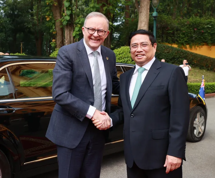 Thủ tướng Phạm Minh Chính chủ trì lễ đón Thủ tướng Australia thăm chính thức Việt Nam - Ảnh 1. Thủ tướng Phạm Minh Chính chủ trì lễ đón Thủ tướng Australia thăm chính thức Việt Nam - Ảnh 1.