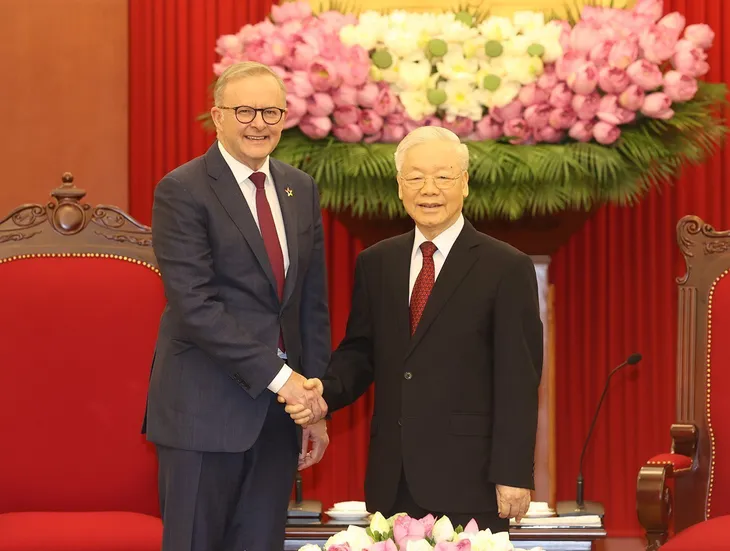 Tổng Bí thư Nguyễn Phú Trọng tiếp Thủ tướng Australia Anthony Albanese - Ảnh 1. Tổng Bí thư Nguyễn Phú Trọng tiếp Thủ tướng Australia Anthony Albanese - Ảnh 1.