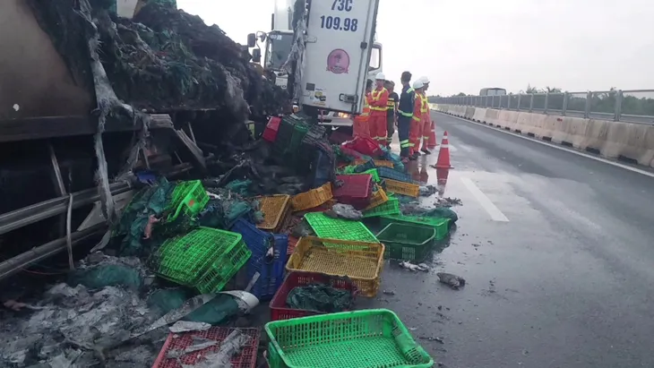 Xe tải chở ếch và ba ba bốc cháy ngùn ngụt trên cao tốc - Ảnh 1. Xe tải chở ếch và ba ba bốc cháy ngùn ngụt trên cao tốc - Ảnh 1.