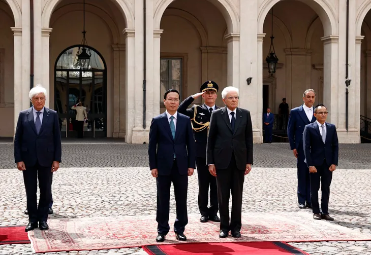 Lễ đón chính thức Chủ tịch nước Võ Văn Thưởng thăm cấp nhà nước tới Italy - Ảnh 1. Lễ đón chính thức Chủ tịch nước Võ Văn Thưởng thăm cấp nhà nước tới Italy - Ảnh 1.