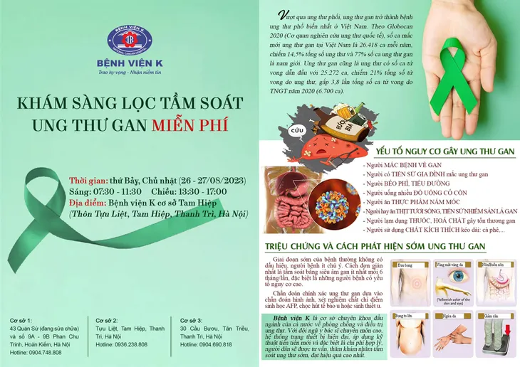 Khám sàng lọc ung thư gan miễn phí tại Hà Nội - Ảnh 1. Khám sàng lọc ung thư gan miễn phí tại Hà Nội - Ảnh 1.