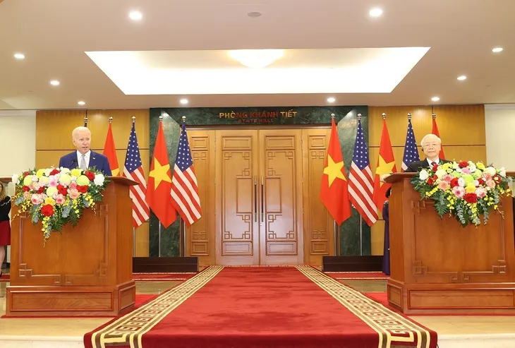 Việt Nam và Hoa Kỳ nâng tầm quan hệ Đối tác Chiến lược Toàn diện - Ảnh 1. Việt Nam và Hoa Kỳ nâng tầm quan hệ Đối tác Chiến lược Toàn diện - Ảnh 1.