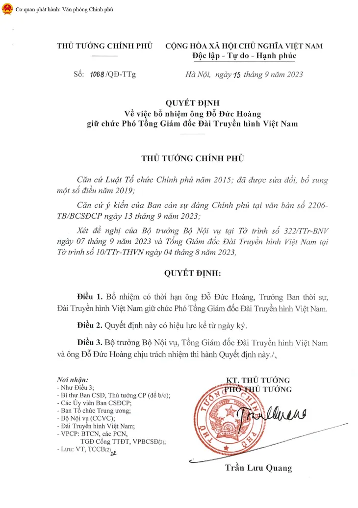 Nhà báo Đỗ Đức Hoàng được bổ nhiệm Phó Tổng Giám đốc Đài Truyền hình Việt Nam - Ảnh 1. Nhà báo Đỗ Đức Hoàng được bổ nhiệm Phó Tổng Giám đốc Đài Truyền hình Việt Nam - Ảnh 1.